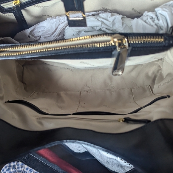 Brahmin Elegant Cream Crocodile-Embossed Tote Bag - Picture 11 of 12